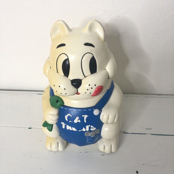 Vintage Meowing Cat Kitty Cookie Jar with Sound Fundamentals 1992 Plastic - Picture 1 of 9